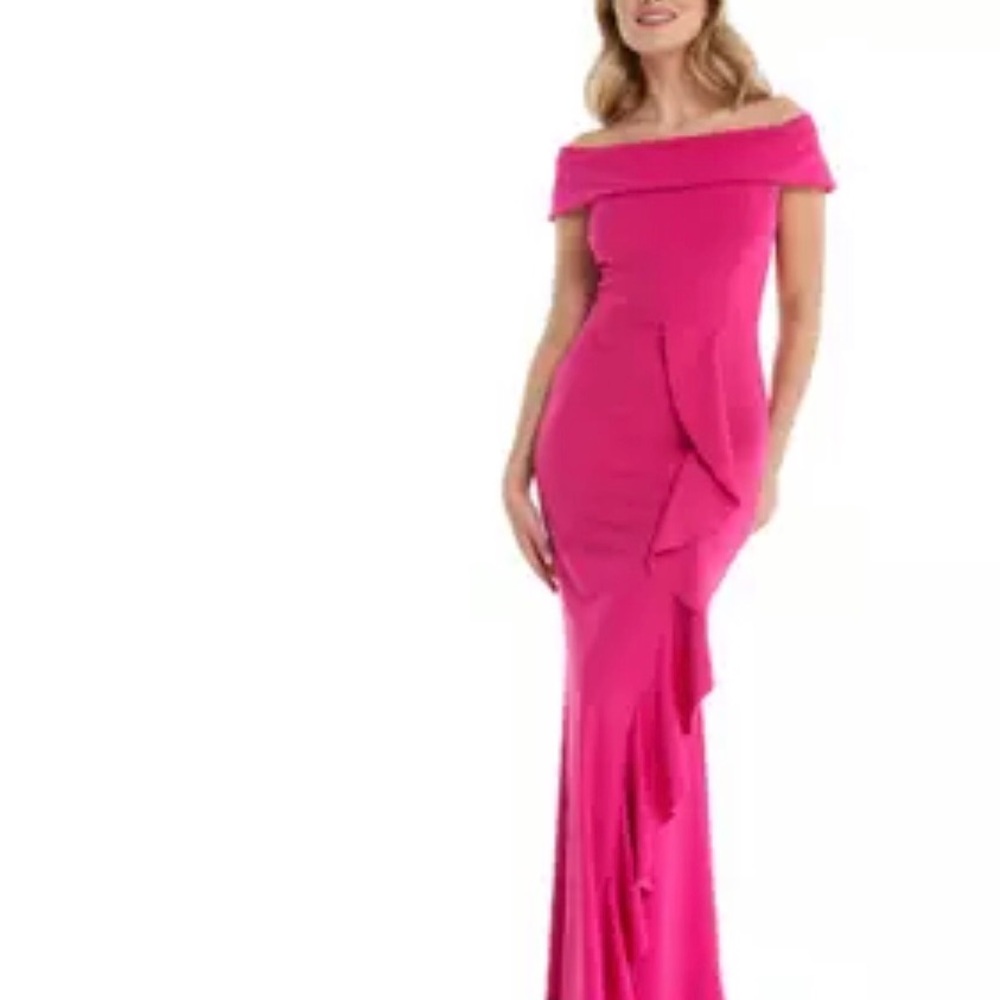 Pink Off-Shoulder Gown for Wedding Guests